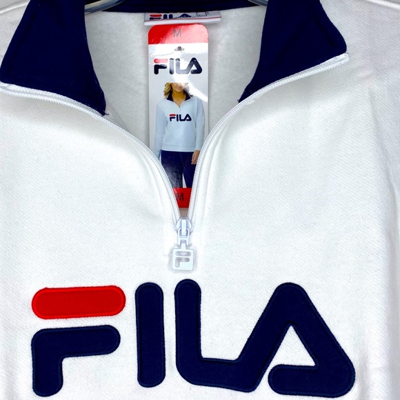 FILA Logo 1/4 Zip Pullover Sweatshirt Hoodie. Size M - Picture 6 of 7